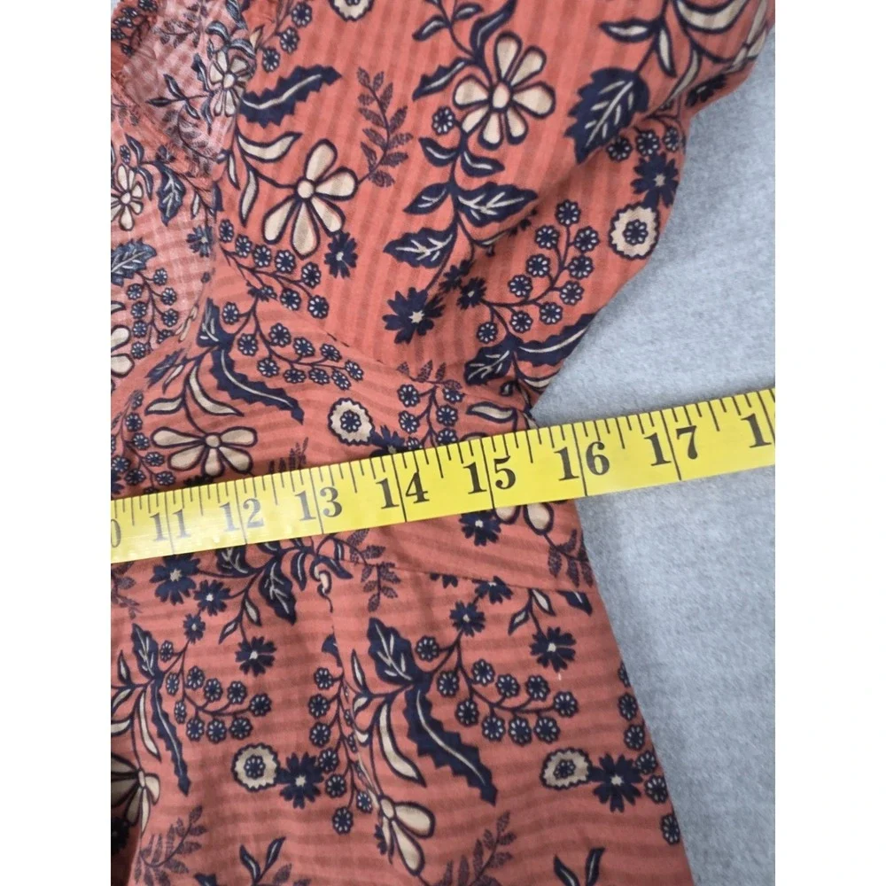 Madewell Puff Sleeve Peplum Top Cavoli Floral XS Boho Festival Earth Tones Retro